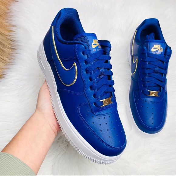 Nike Air Force 1 07 Blue Force Metallic Gold - Picture 2 of 6